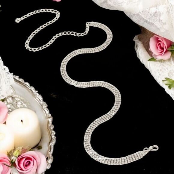 Rhinestone Belt Silver Sparkle Formal Wedding Bridesmaid Prom Date Night Party